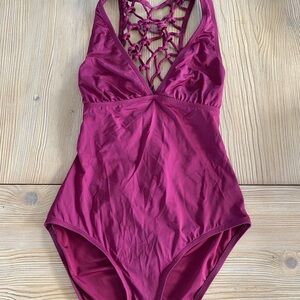 Jantzen purple Swimsuit with Unique Back. Size 10